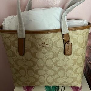 Coach Mini City Tote. New with tags. Signature Canvas.